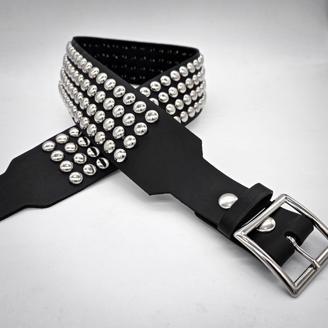 BT143B-RND-GB 4 ROW CONICAL STUDDED BELT WITH NARROW HEAD GARRISON BUCKLE