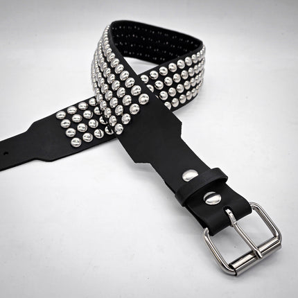 BT143B-RND-GB 4 ROW ROUND STUDDED BELT WITH NARROW HEAD ROLLER BUCKLE