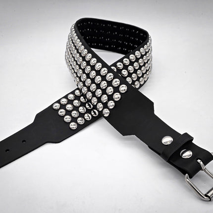 BT143B-RND-GB 4 ROW ROUND STUDDED BELT WITH NARROW HEAD ROLLER BUCKLE