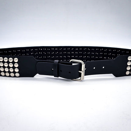 BT143B-RND-GB 4 ROW ROUND STUDDED BELT WITH NARROW HEAD ROLLER BUCKLE