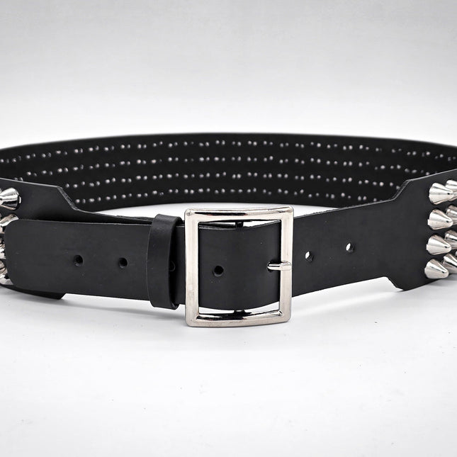 BT143B-UK-GB 4 ROW UK77 STUDDED 2 1/2" WIDE  BELT WITH NARROW HEAD GARRISON  BUCKLE