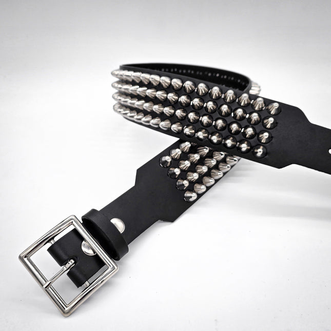BT143B-UK-GB 4 ROW UK77 STUDDED 2 1/2" WIDE  BELT WITH NARROW HEAD GARRISON  BUCKLE