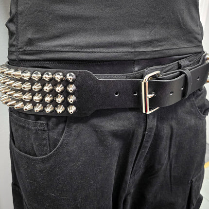 BT143B-UK 4 ROW UK77 STUDDED 2 1/2" WIDE  BELT WITH NARROW HEAD ROLLER BUCKLE