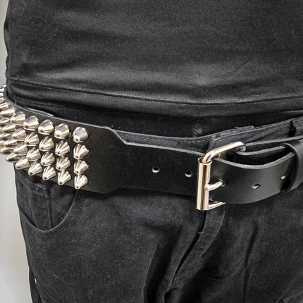 BT143B-UK 4 ROW UK77 STUDDED 2 1/2" WIDE  BELT WITH NARROW HEAD ROLLER BUCKLE