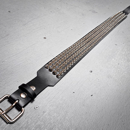 BT143B-UK 4 ROW UK77 STUDDED 2 1/2" WIDE  BELT WITH NARROW HEAD ROLLER BUCKLE