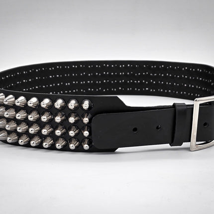 BT143B-UK-GB 4 ROW UK77 STUDDED 2 1/2" WIDE  BELT WITH NARROW HEAD GARRISON  BUCKLE
