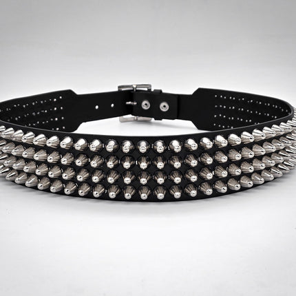BT143B-UK 4 ROW UK77 STUDDED 2 1/2" WIDE  BELT WITH NARROW HEAD ROLLER BUCKLE