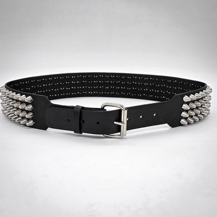BT143B-UK 4 ROW UK77 STUDDED 2 1/2" WIDE  BELT WITH NARROW HEAD ROLLER BUCKLE