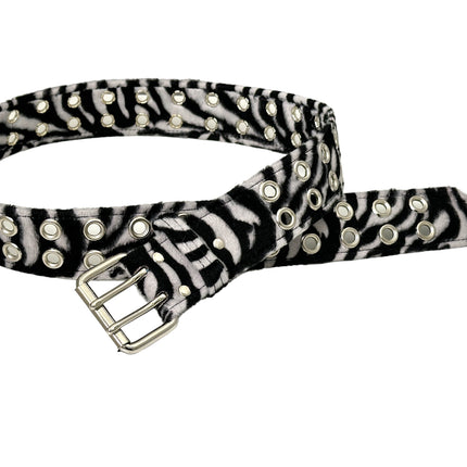 BT145L-LEOPARD FUZZY FABRIC 2 ROW GROMMET BELT