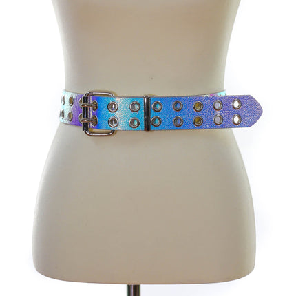 BT145RN-PBL 2 ROW EYELET HOLOGRAPHIC BELT