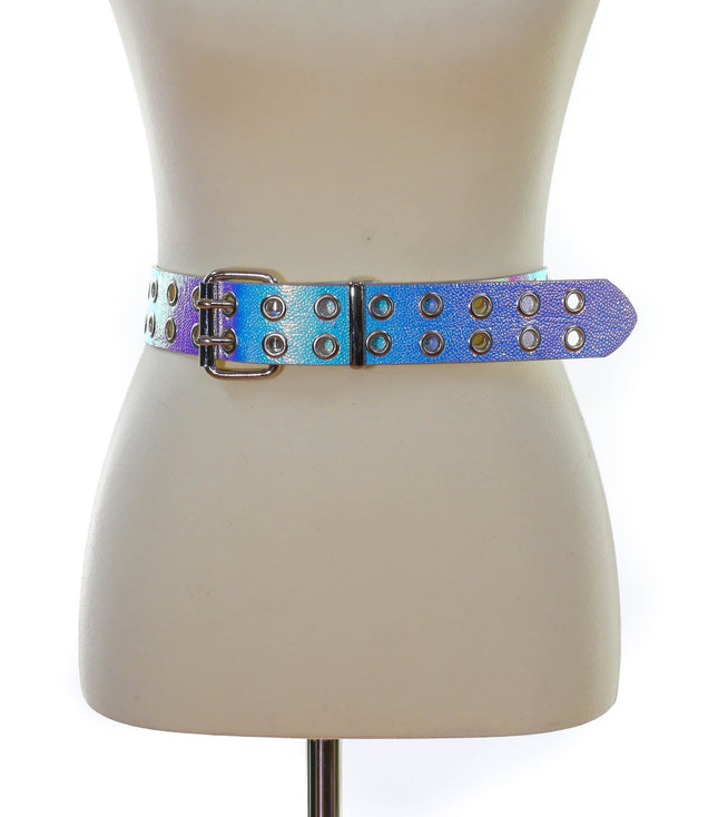BT145RN-PBL 2 ROW EYELET HOLOGRAPHIC BELT