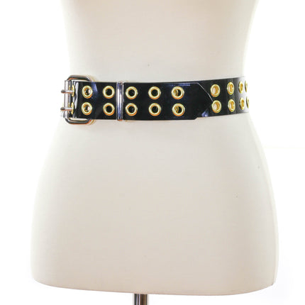 BT145VN-BLK-BRS 2 ROW BRASS EYELET VINYL BELT