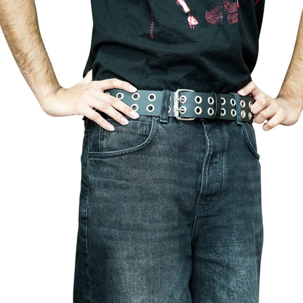 BT145US  FULL GRAIN GRADE A  LEATHER 2 ROW GROMMET EYELET BELT