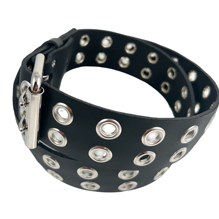 BT145 2 ROW GROMMET EYELET BELT GEUINE LEATHER