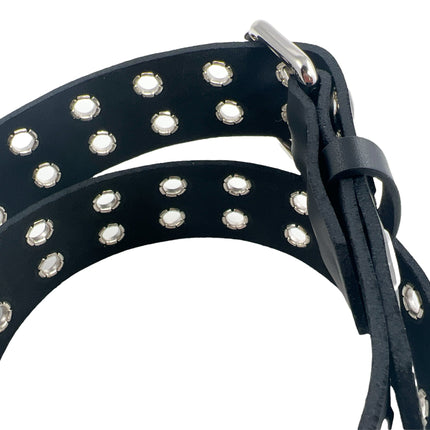 BT145 2 ROW GROMMET EYELET BELT GEUINE LEATHER