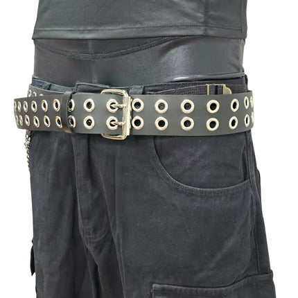 BT145 2 ROW GROMMET EYELET BELT GEUINE LEATHER