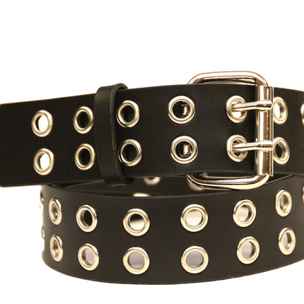 BT145US  USA TANNERY  LEATHER BELT WITH 2 ROW 1" EYELETS GROMMET