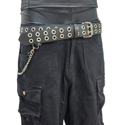 BT145 2 ROW GROMMET EYELET BELT GEUINE LEATHER