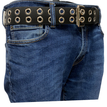 BT145  GENUINE LEATHER BELT WITH 2 ROW 1/2" EYELETS GROMMET