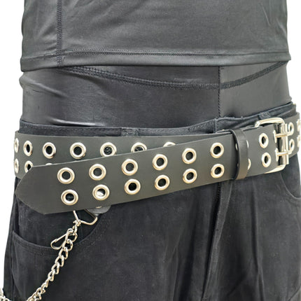 BT145 2 ROW GROMMET EYELET BELT GEUINE LEATHER