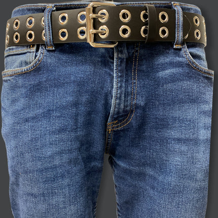 BT145US  USA TANNERY  LEATHER BELT WITH 2 ROW 1" EYELETS GROMMET