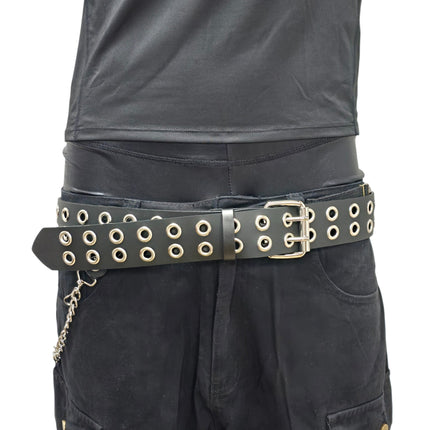 BT145 2 ROW GROMMET EYELET BELT GEUINE LEATHER
