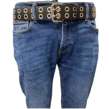 BT145 2 ROW GROMMET EYELET BELT GEUINE LEATHER