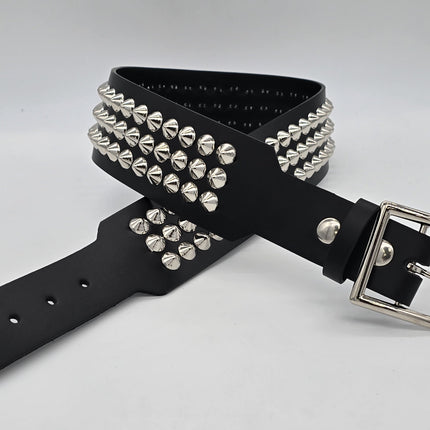 BT146B-CON-GB 3 ROW  CONE STUDDED 2 1/2" WIDE  BELT WITH NARROW HEAD GARRISON BUCKLE