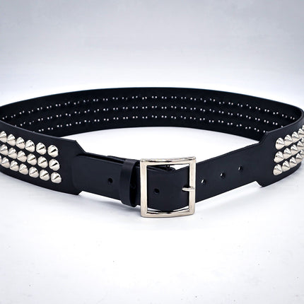 BT146B-CON-GB 3 ROW  CONE STUDDED 2 1/2" WIDE  BELT WITH NARROW HEAD GARRISON BUCKLE