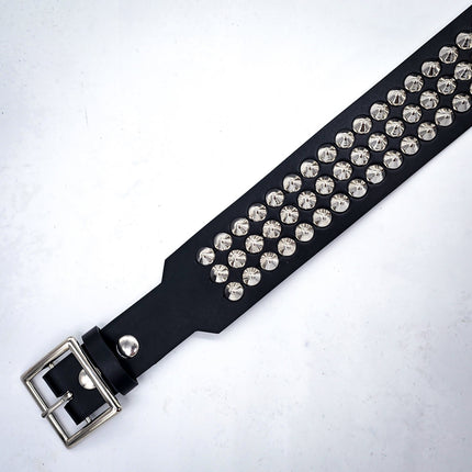 BT146B-CON-GB 3 ROW  CONE STUDDED 2 1/2" WIDE  BELT WITH NARROW HEAD GARRISON BUCKLE