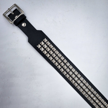 BT146B-GB  3 ROW PYRAMID STUDDED 2 1/2" WIDE  BELT WITH NARROW HEAD GARRISON  BUCKLE