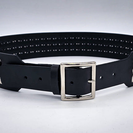 BT146B-GB  3 ROW PYRAMID STUDDED 2 1/2" WIDE  BELT WITH NARROW HEAD GARRISON  BUCKLE