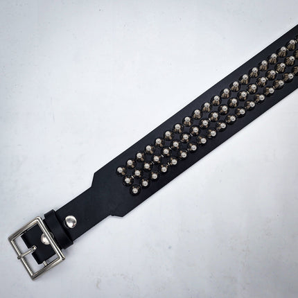 BT146B-UK-GB 3 ROW UK77 STUDDED 2 1/2" WIDE  BELT WITH NARROW HEAD GARRISON BUCKLE