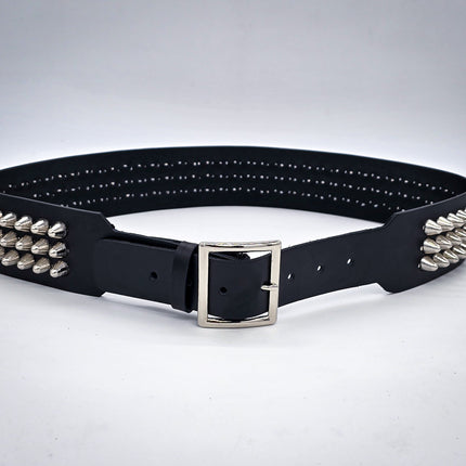 BT146B-UK-GB 3 ROW UK77 STUDDED 2 1/2" WIDE  BELT WITH NARROW HEAD GARRISON BUCKLE