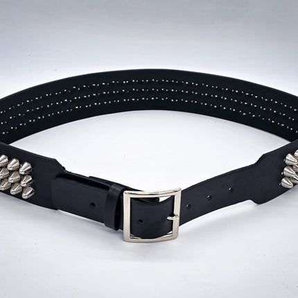 BT146B-UK-GB 3 ROW UK77 STUDDED 2 1/2" WIDE  BELT WITH NARROW HEAD GARRISON BUCKLE