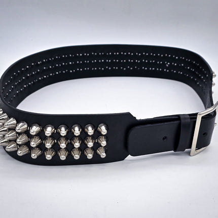 BT146B-UK-GB 3 ROW UK77 STUDDED 2 1/2" WIDE  BELT WITH NARROW HEAD GARRISON BUCKLE