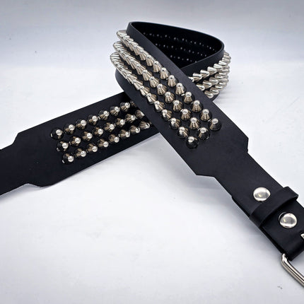 BT146B-UK 3 ROW UK77 STUDDED 2 1/2" WIDE  BELT WITH NARROW HEAD ROLLER BUCKLE