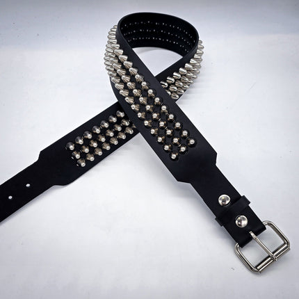 BT146B-UK 3 ROW UK77 STUDDED 2 1/2" WIDE  BELT WITH NARROW HEAD ROLLER BUCKLE