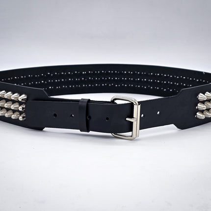 BT146B-UK 3 ROW UK77 STUDDED 2 1/2" WIDE  BELT WITH NARROW HEAD ROLLER BUCKLE
