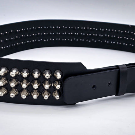 BT146B-UK 3 ROW UK77 STUDDED 2 1/2" WIDE  BELT WITH NARROW HEAD ROLLER BUCKLE