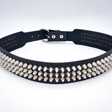 BT146B-UK 3 ROW UK77 STUDDED 2 1/2" WIDE  BELT WITH NARROW HEAD ROLLER BUCKLE
