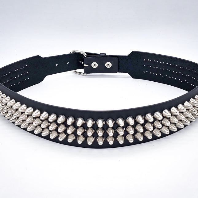 BT146B-UK 3 ROW UK77 STUDDED 2 1/2" WIDE  BELT WITH NARROW HEAD ROLLER BUCKLE