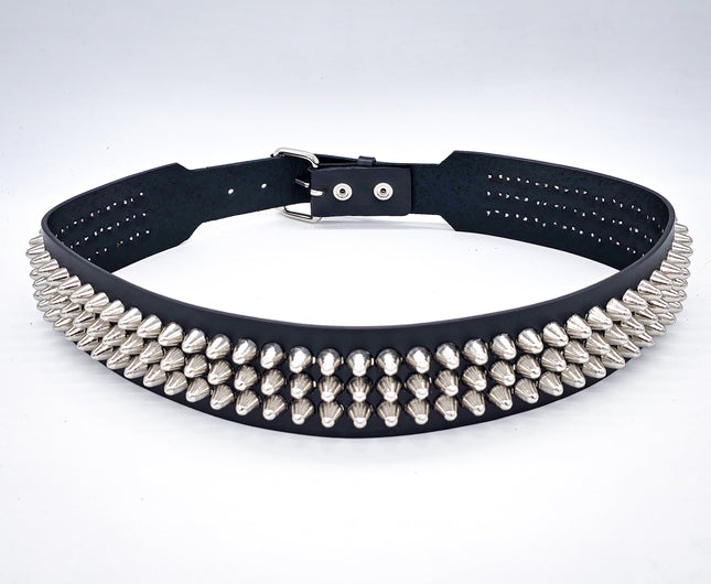 BT146B-UK 3 ROW UK77 STUDDED 2 1/2" WIDE  BELT WITH NARROW HEAD ROLLER BUCKLE