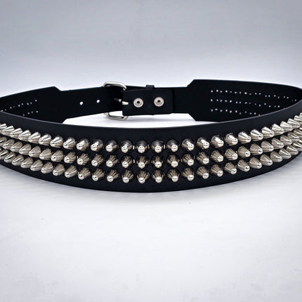 BT146B-UK 3 ROW UK77 STUDDED 2 1/2" WIDE  BELT WITH NARROW HEAD ROLLER BUCKLE