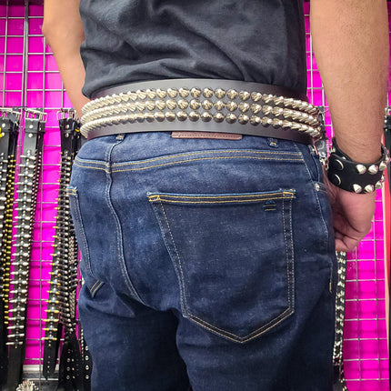 BT146B-UK-GB 3 ROW UK77 STUDDED 2 1/2" WIDE  BELT WITH NARROW HEAD GARRISON BUCKLE
