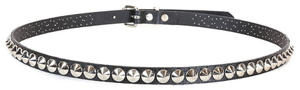 BT147 1 ROW ENGLISH CONICAL STUD BLACK LEATHER BELT