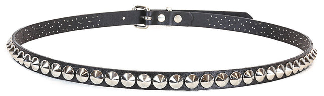 BT147 1 ROW ENGLISH CONICAL STUD BLACK LEATHER BELT
