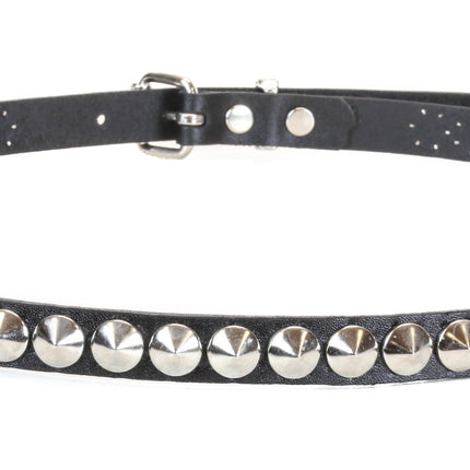 BT147 1 ROW ENGLISH CONICAL STUD BLACK LEATHER BELT