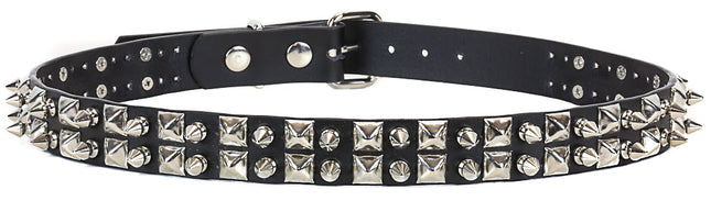 BT151 BLACK LEATHER SPIKE BELT