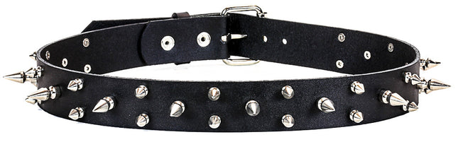 BT152 BLACK LEATHER SPIKE BELT